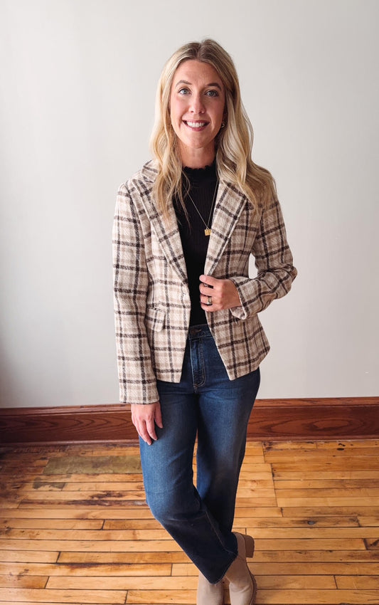 Almond Plaid Blazer