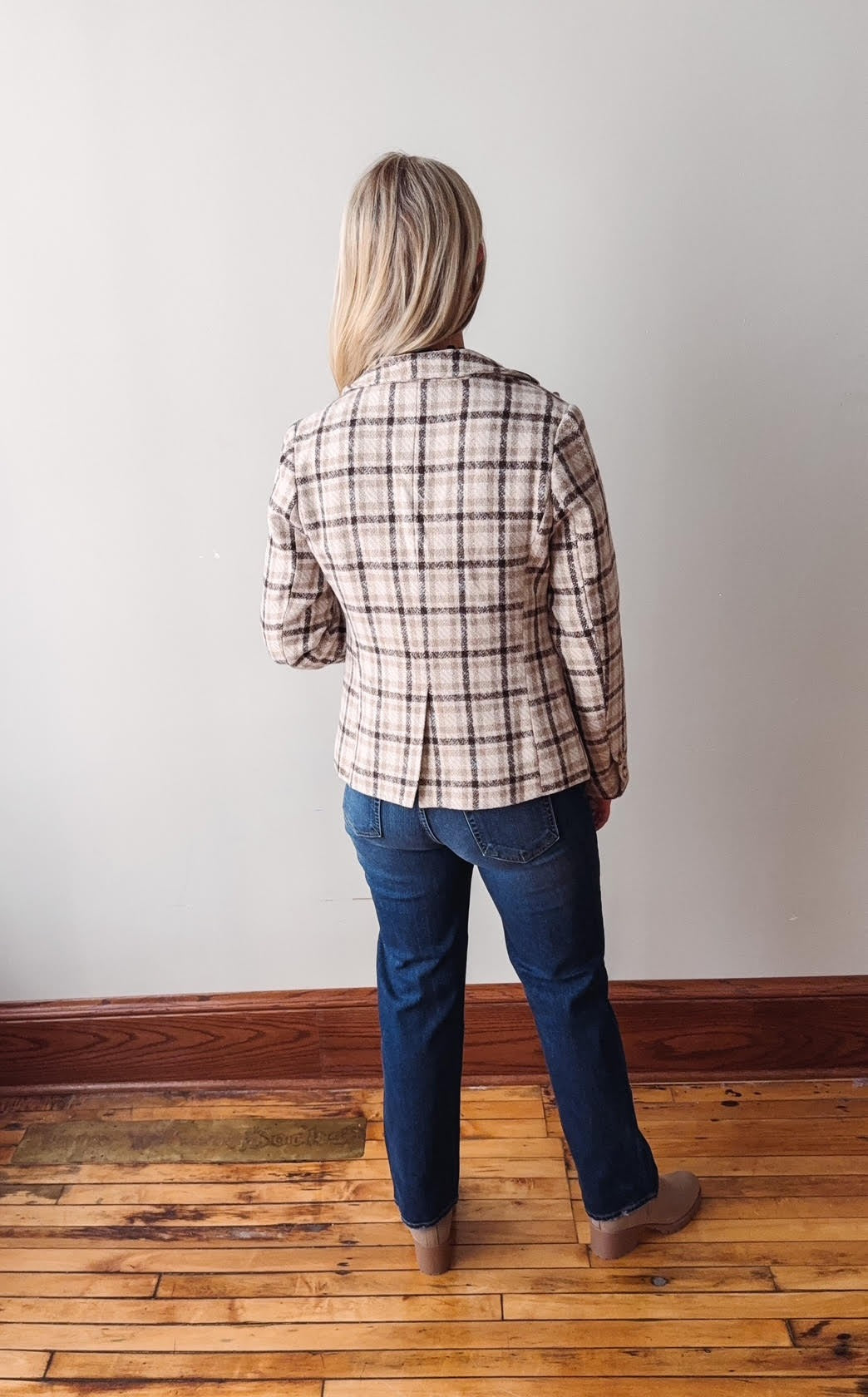 Almond Plaid Blazer