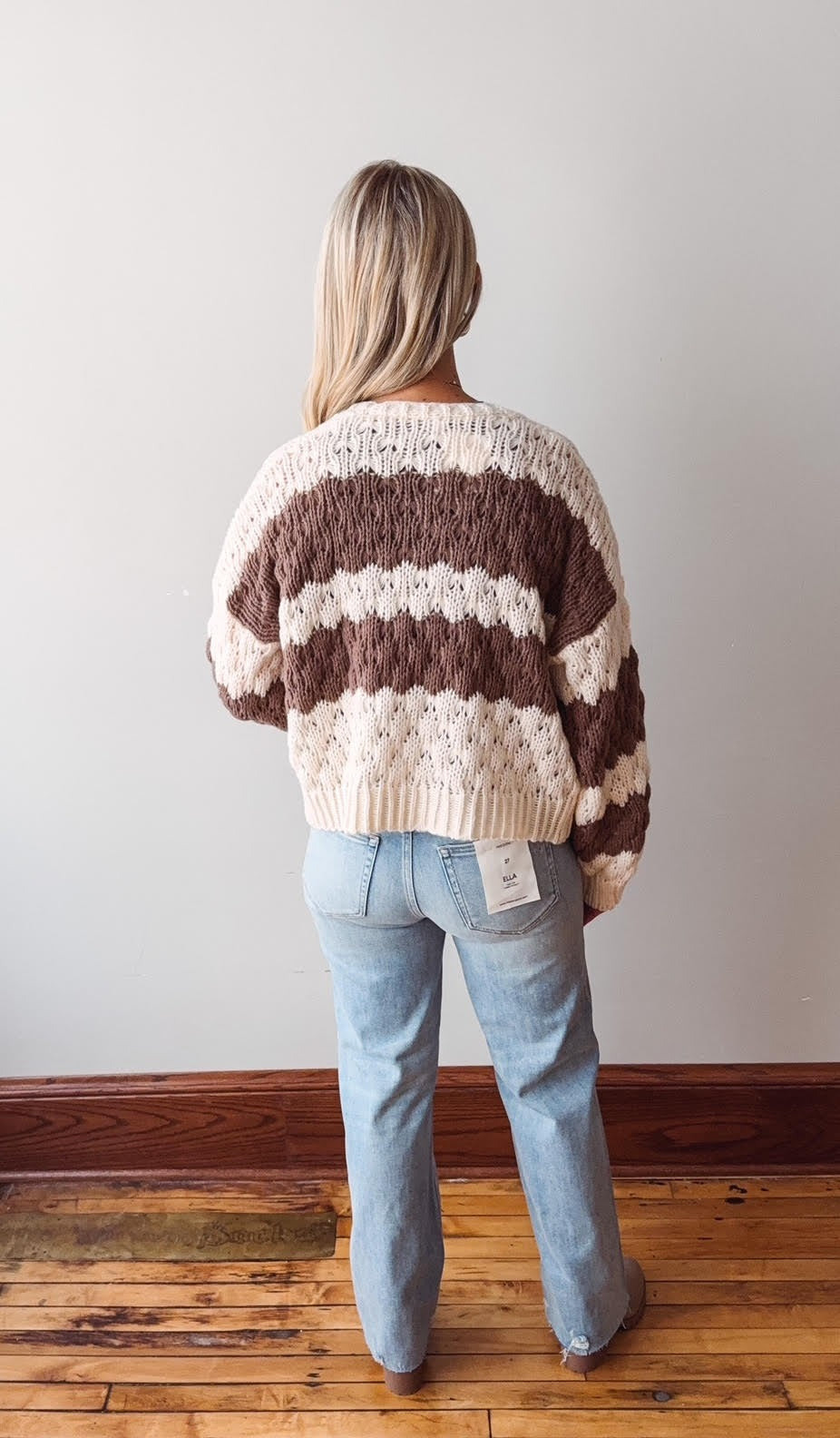 Amelia Cream + Chocolate Striped Cardigan