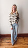 Anna Olive Color Block Waffle Sweater