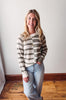 Anna Olive Color Block Waffle Sweater