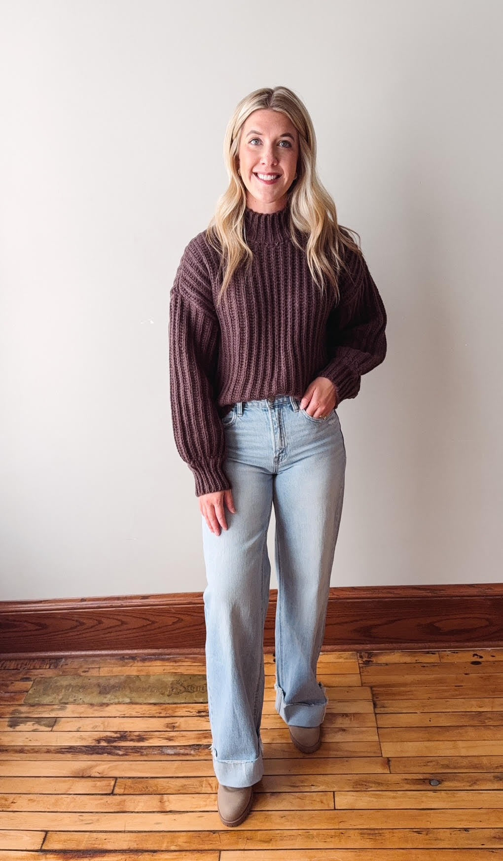 Arden Chocolate Cropped Knit Sweater