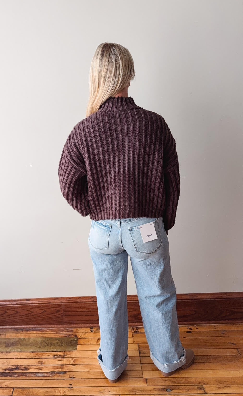 Arden Chocolate Cropped Knit Sweater