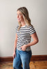 Asher Tee - White + Navy Stripe