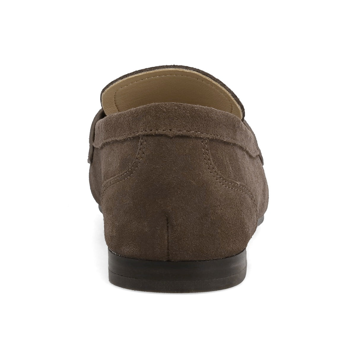 Brown suede loafer shoe on a white background
