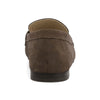 Brown suede loafer shoe on a white background