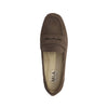 Brown suede loafer shoe on a white background