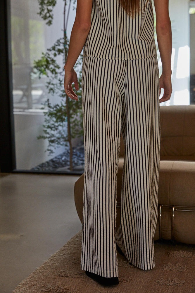 Lapis Striped Wide Leg Pants