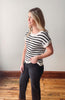 Black Striped Short Sleeve Sweater