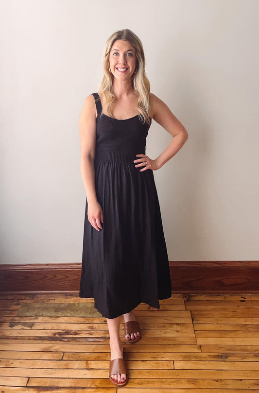 Black Sweater Top Midi Dress
