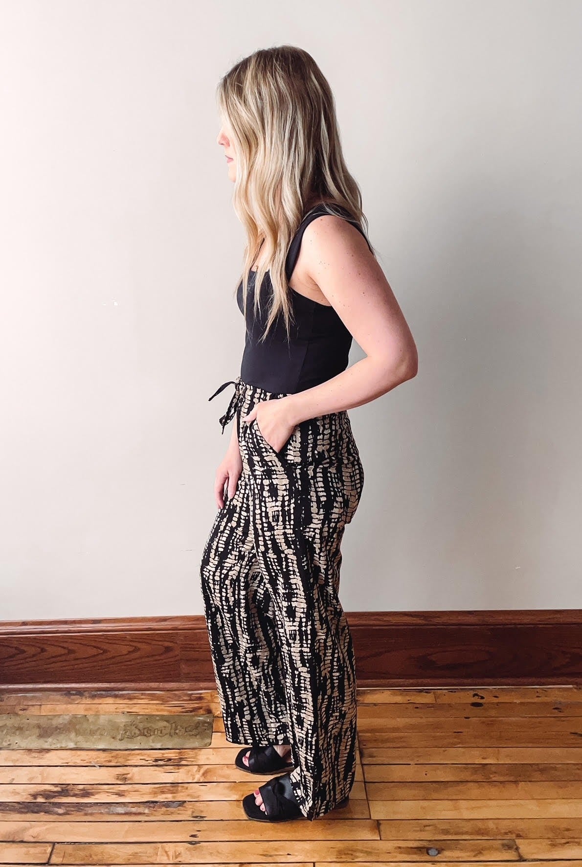 Black Tribal Drawstring Pants