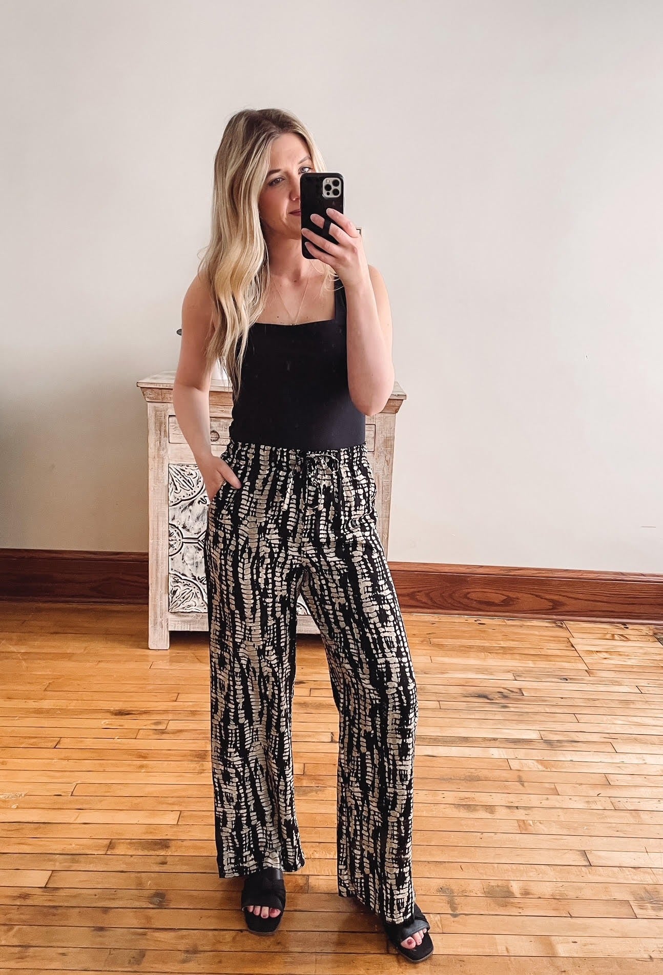 Black Tribal Drawstring Pants