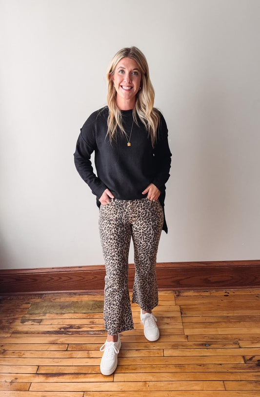 Leopard Crop Flare Jean