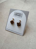 Pair of leopard print earrings on a branded card with 'Urban Threads' on a beige background