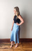 Blue Satin Midi Skirt