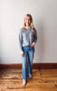 Blue Striped Turtleneck Sweater