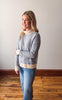 Blue Striped Turtleneck Sweater