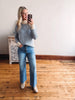 Blue Striped Turtleneck Sweater