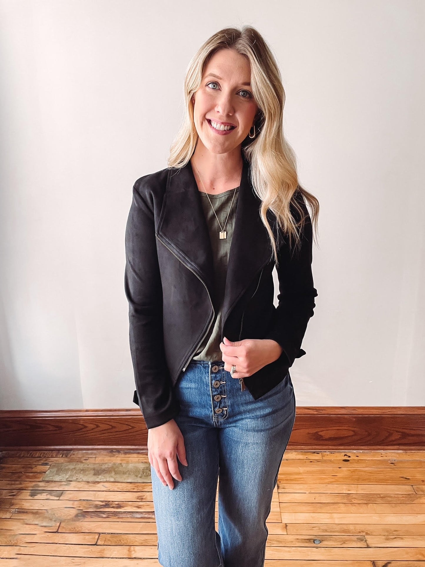 Brooke Black Suede Moto Jacket