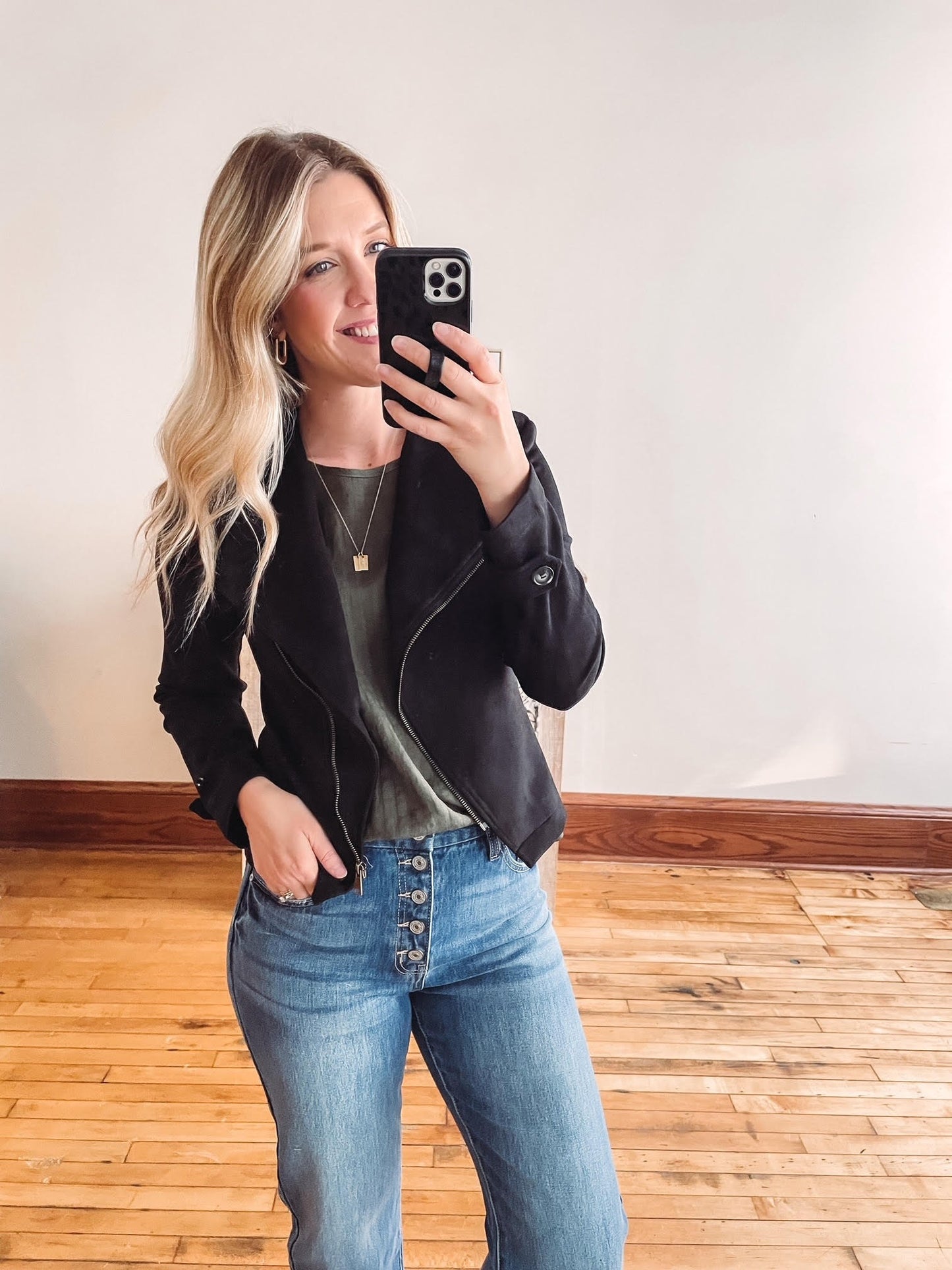 Brooke Black Suede Moto Jacket