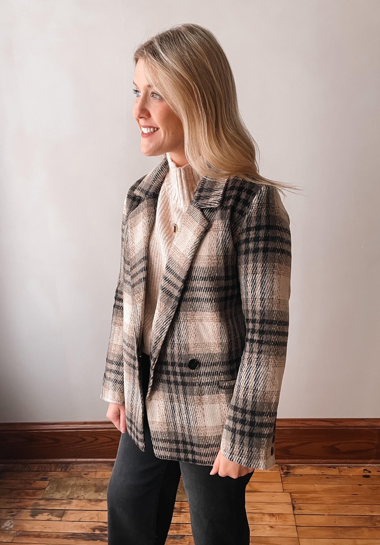 Brown Plaid Lined Blazer