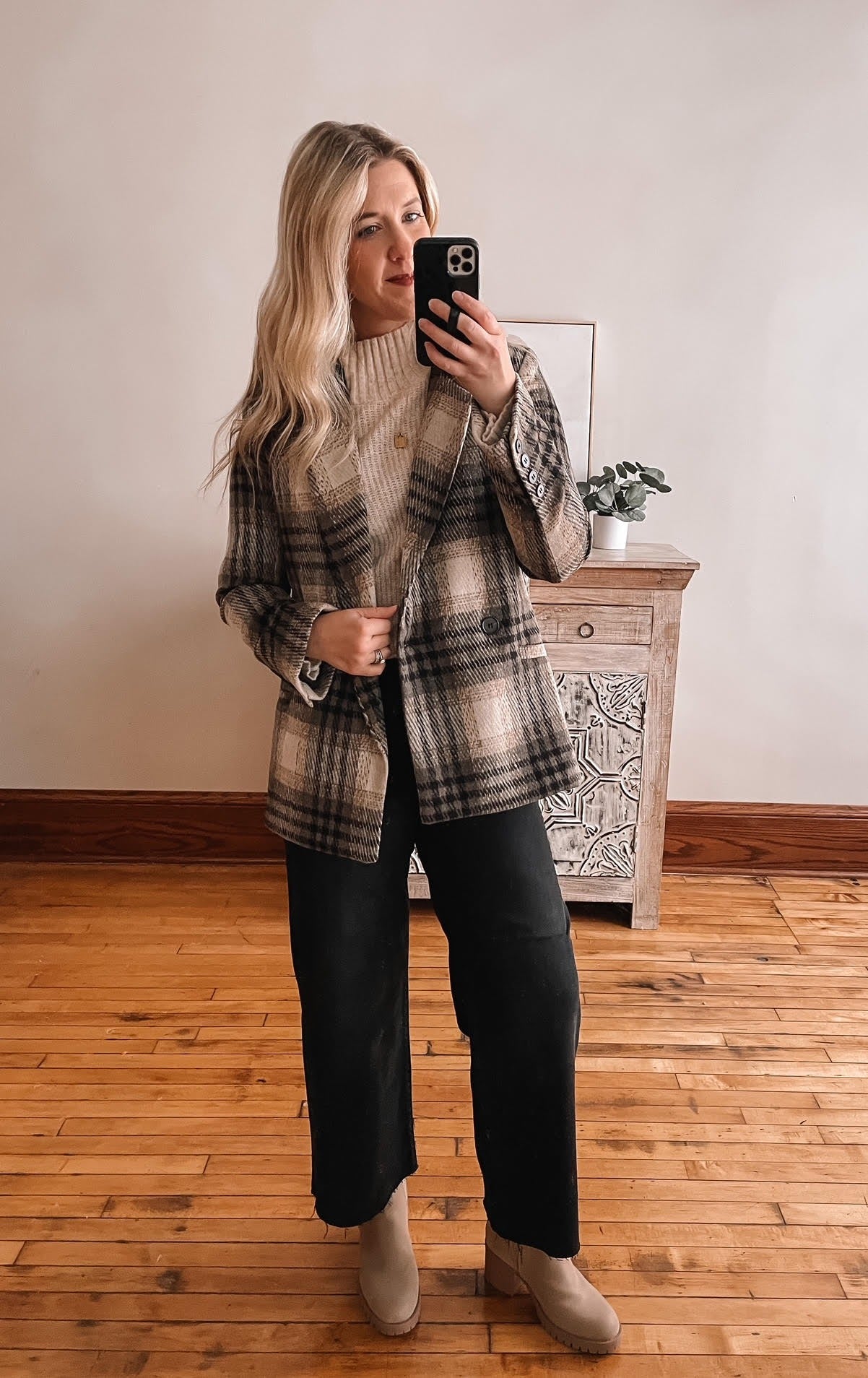 Brown Plaid Lined Blazer