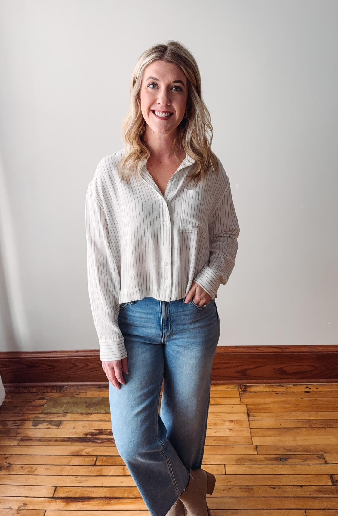 Callie Striped Button-Up Shirt