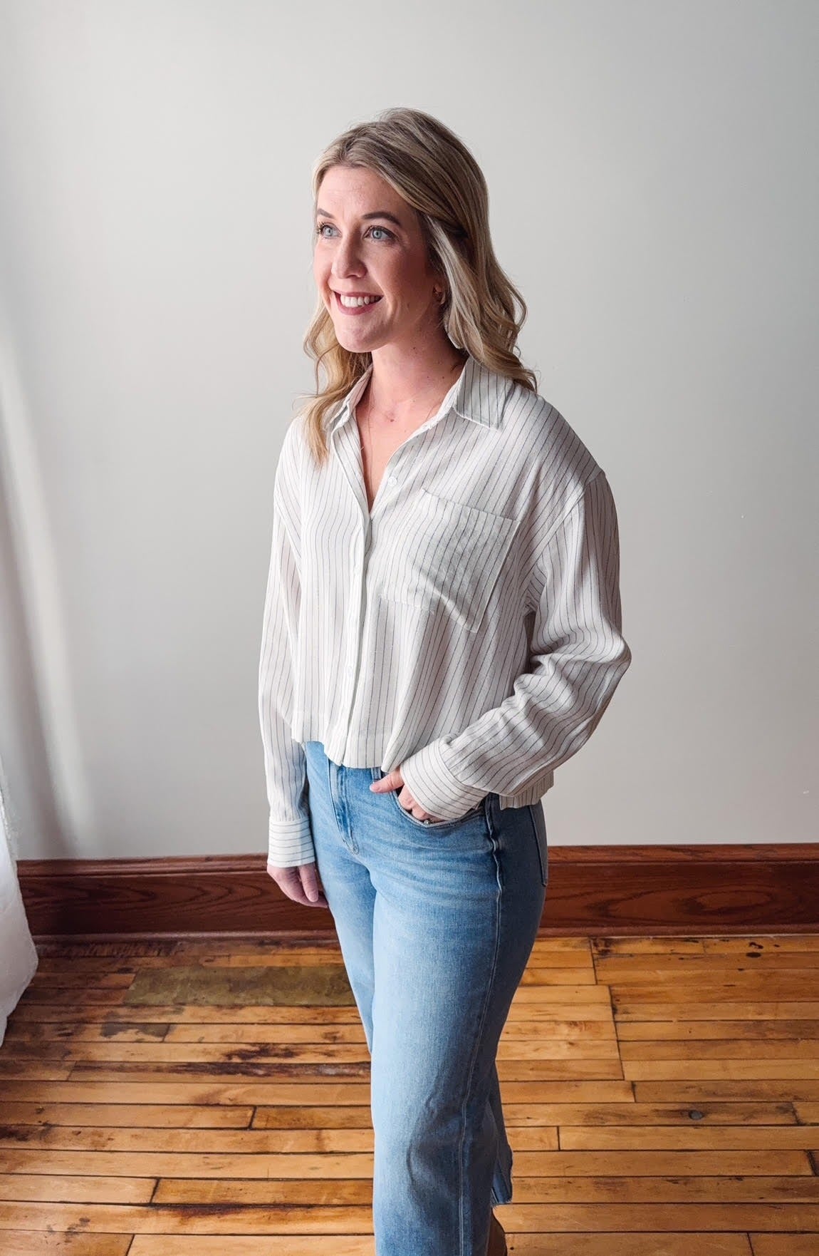 Callie Striped Button-Up Shirt