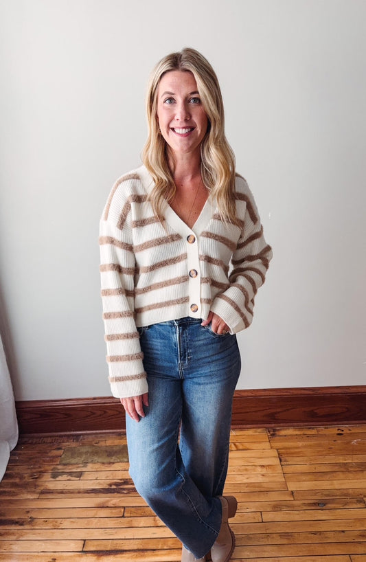 Carmel Striped Button Cardigan
