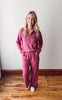 Doris Wide Leg Joggers - Vintage Rose