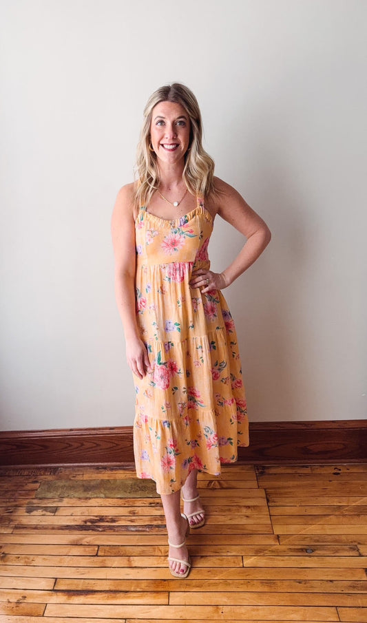 Catherine Orange Sherbet Tiered Dress