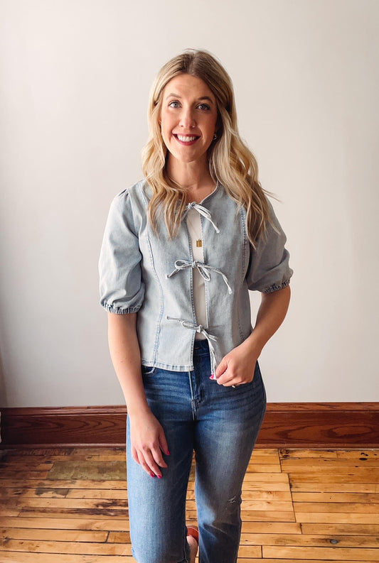 Chambray Bow Tie Top