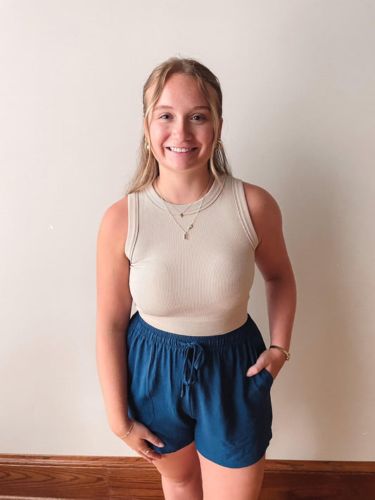 Champagne Ribbed Crop Top