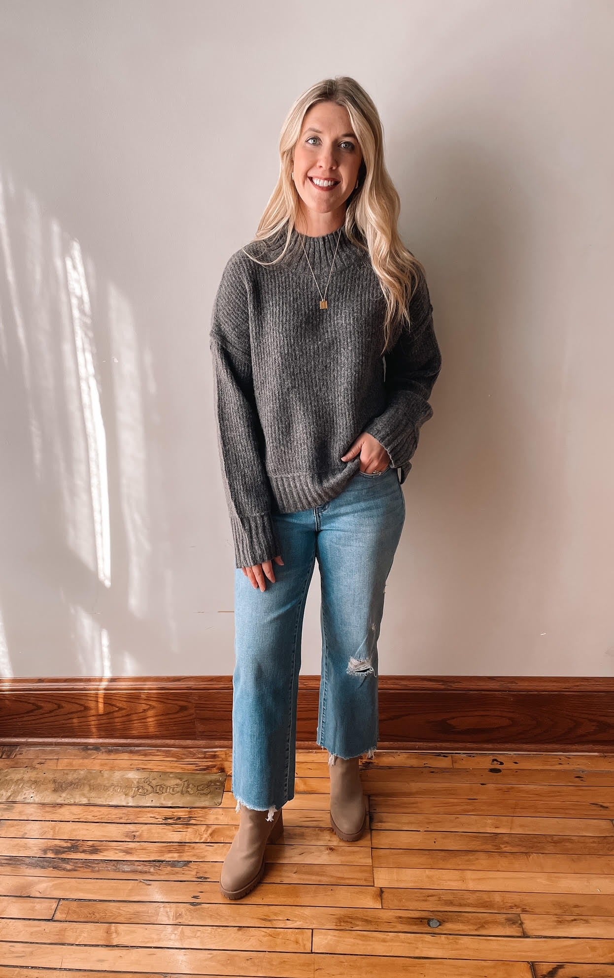 Charcoal Mock Neck Sweater