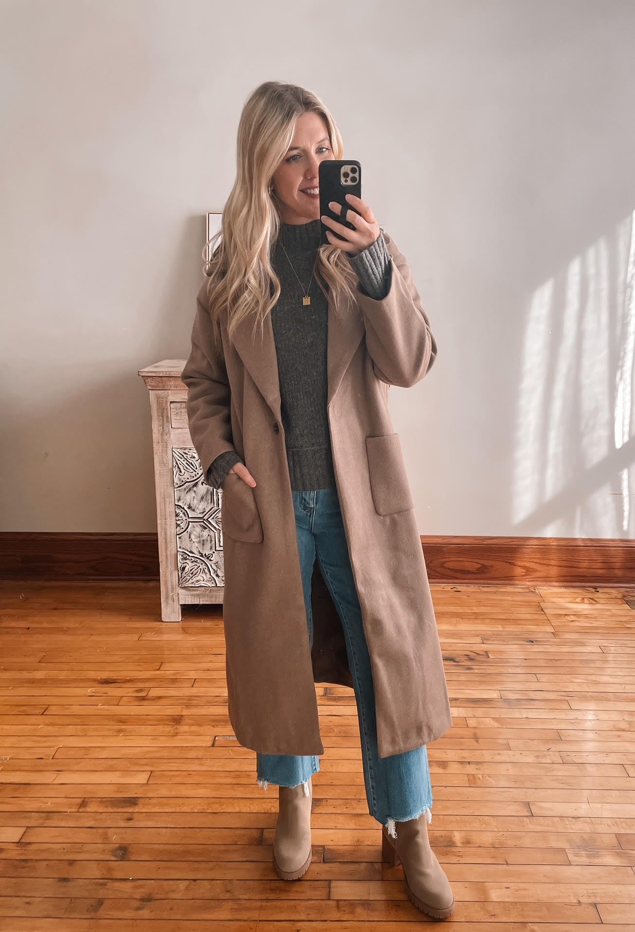 Long Mocha Trench Coat