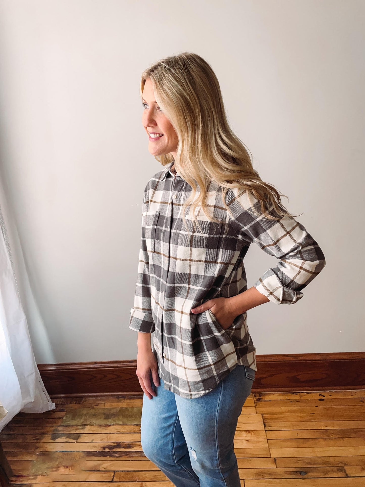 Charcoal + Olive Plaid