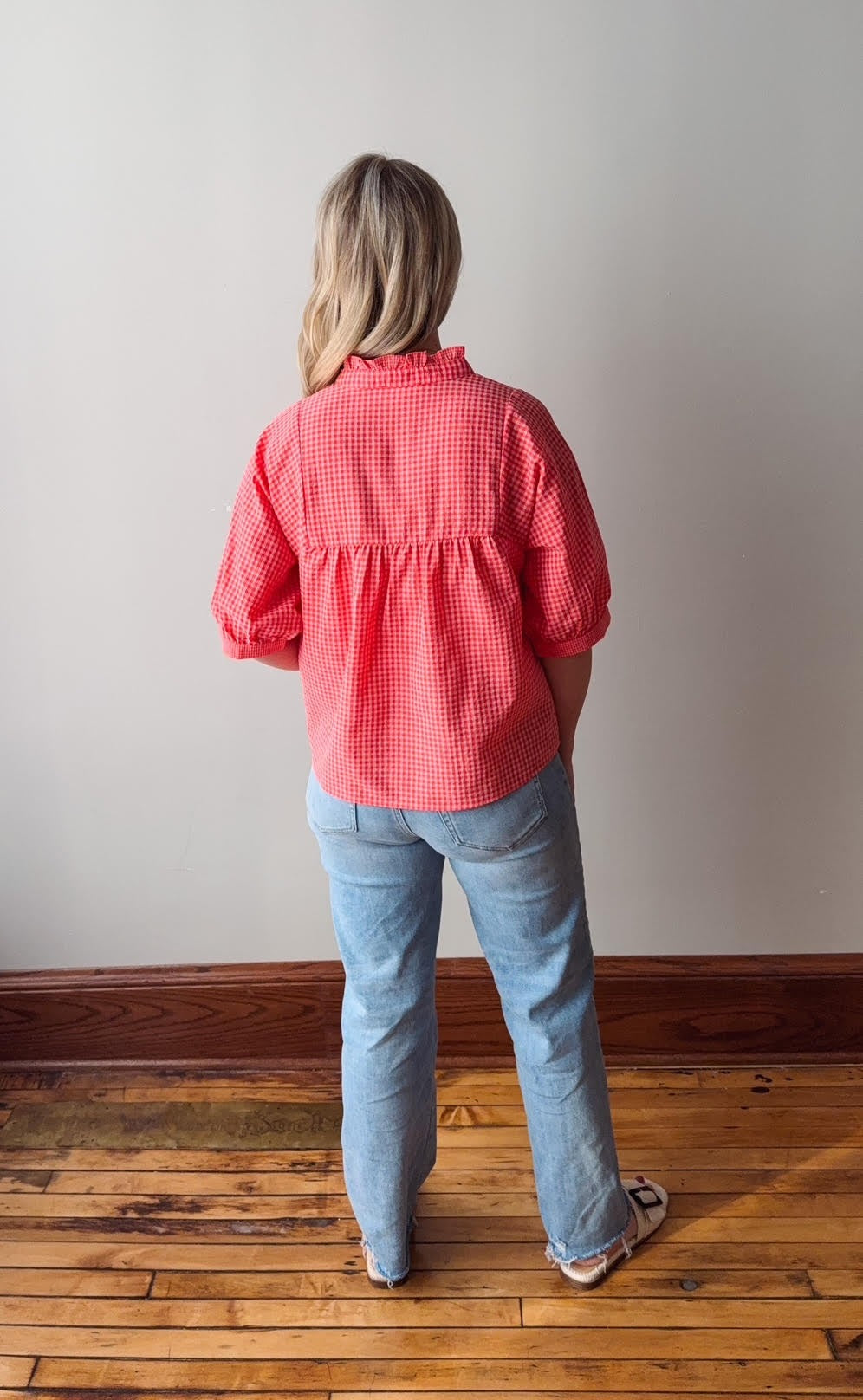 Clara Red Plaid Blouse