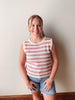 Cream + Dusty Pink Striped Sleeveless Top