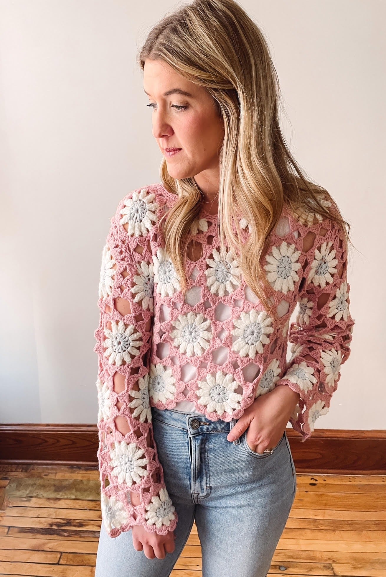 Flower Lace Crochet Sweater