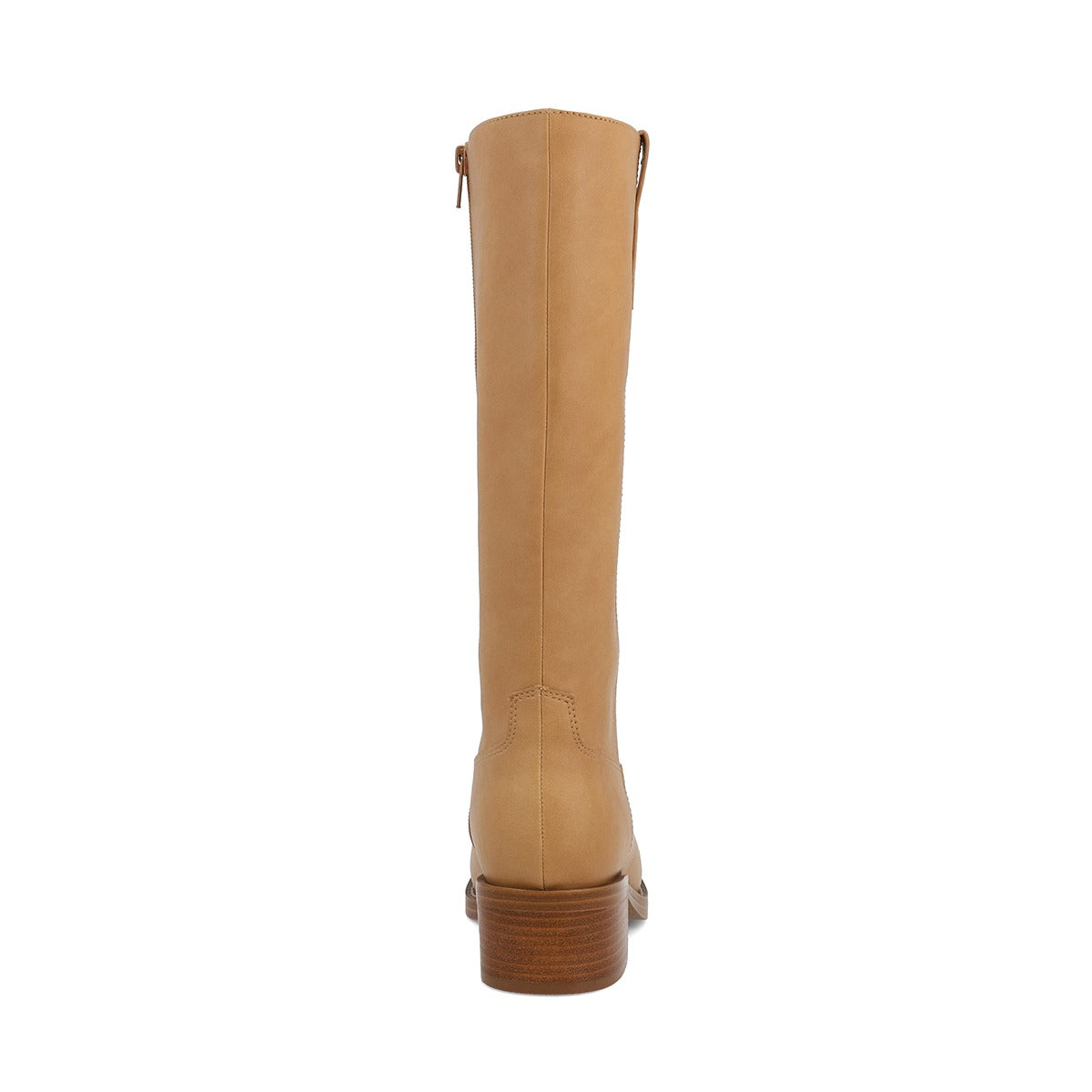 Tan knee-high boot on a white background