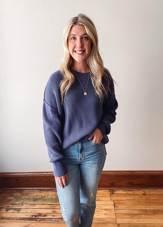 Deep Blue Knit Sweater