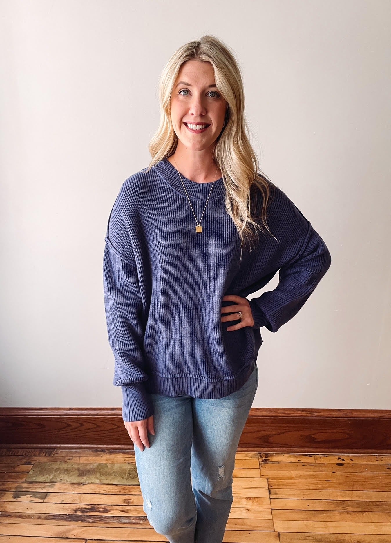 Deep Blue Knit Sweater