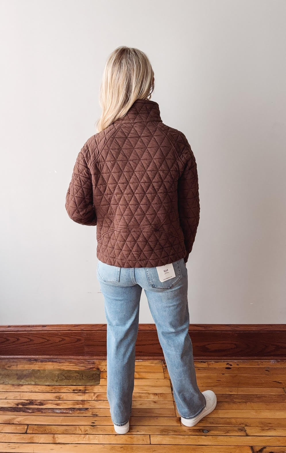 Devon Brown Quilted Sweatshirt