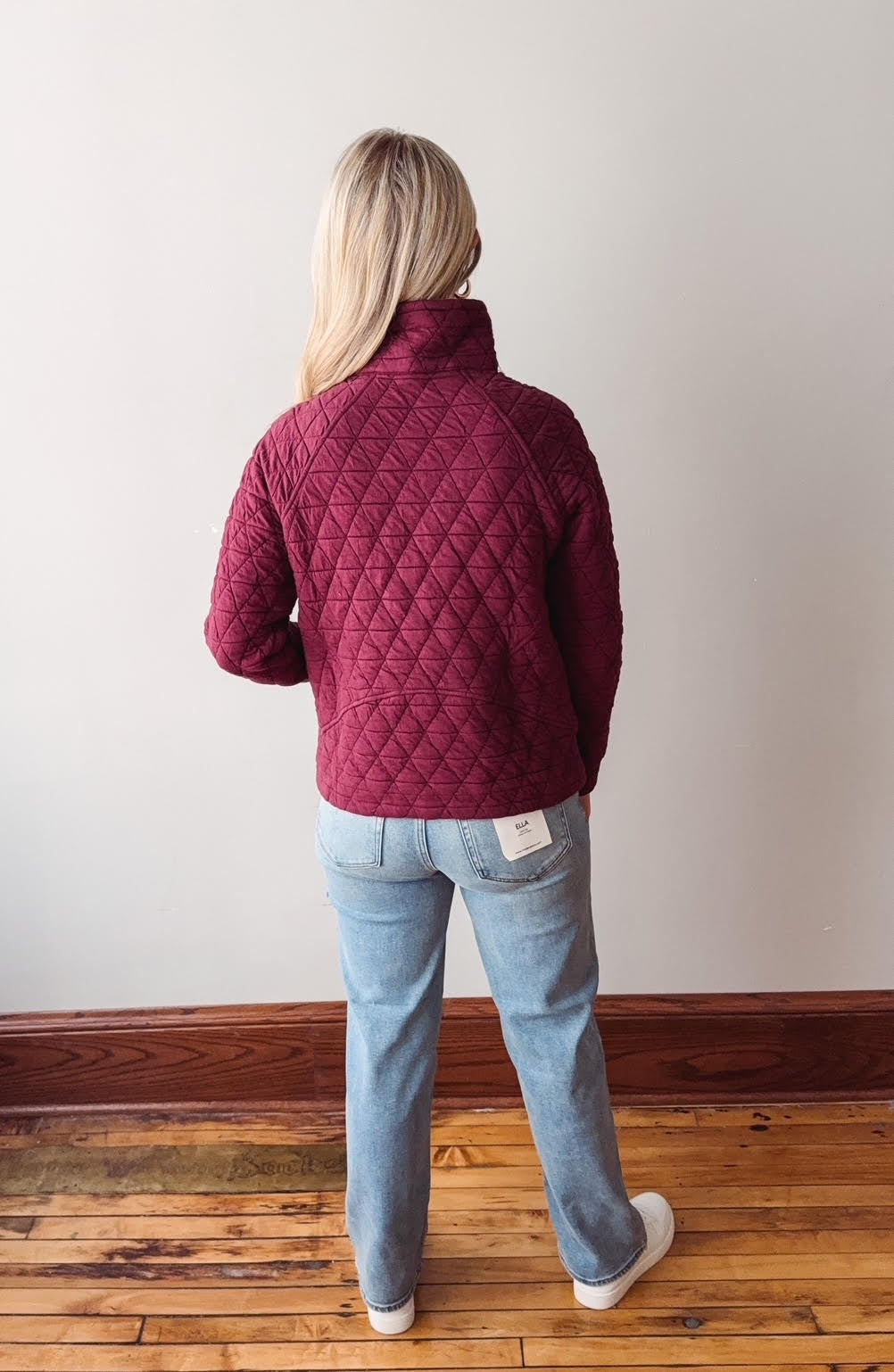 Devon Burgundy Quilted Sweatshirt