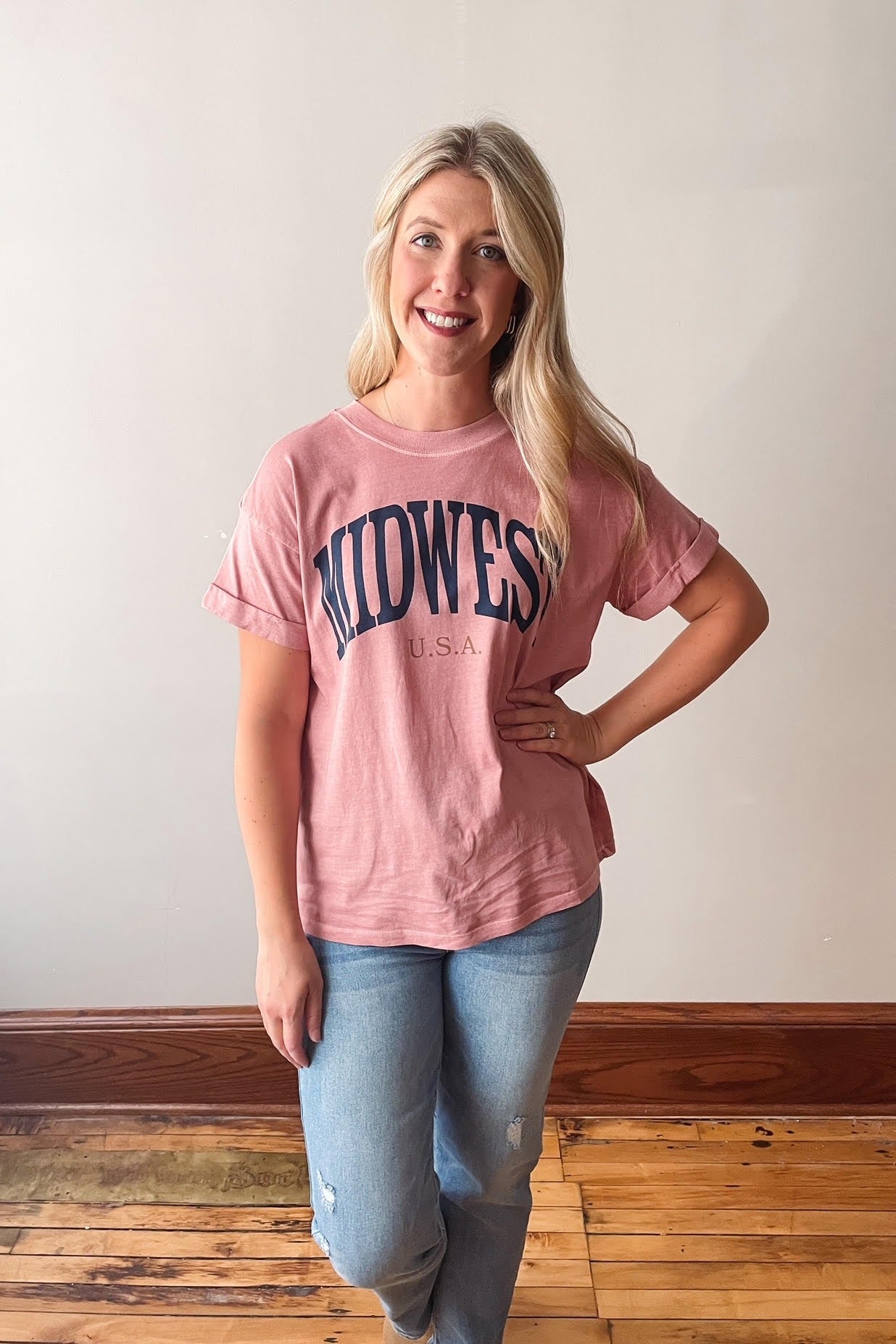 Dusty Pink Girl Dangerous Midwest Tee