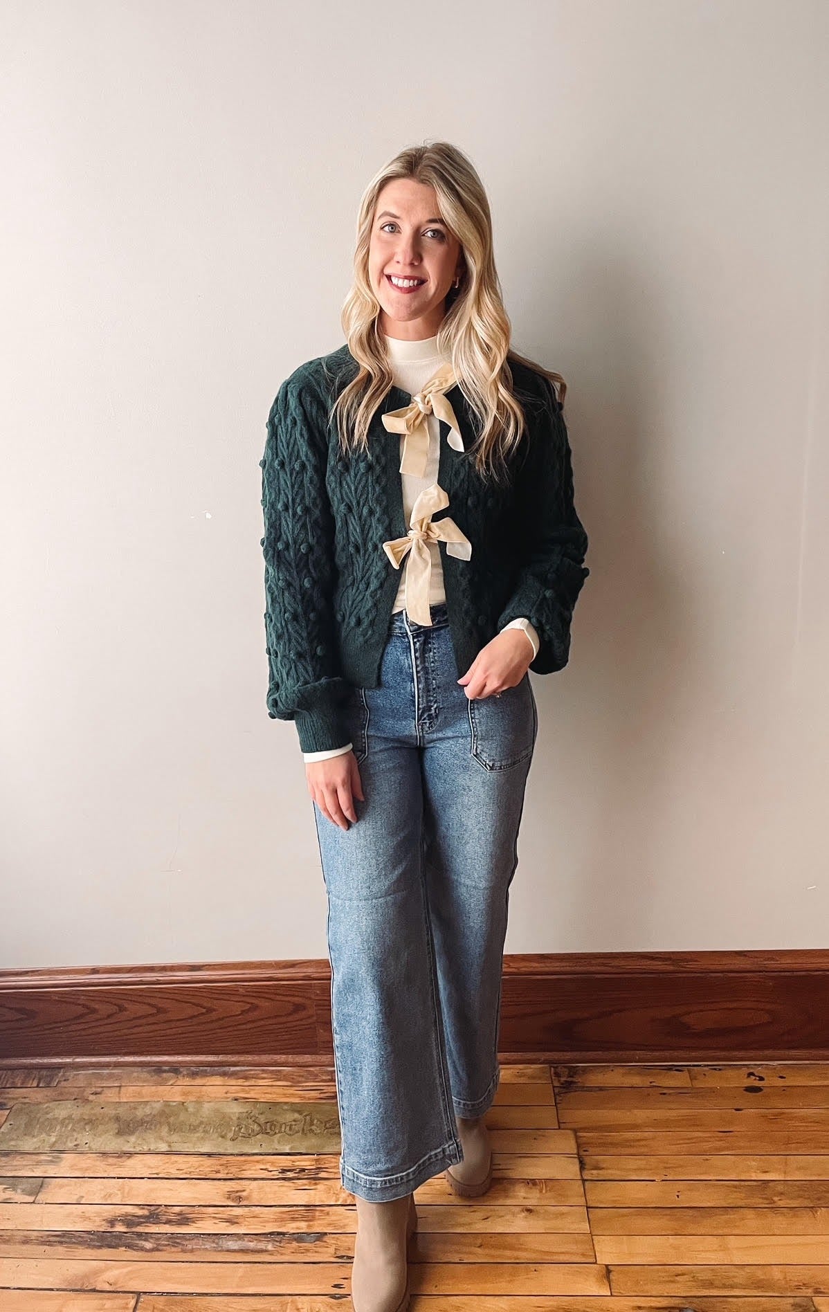 Emerald Green Bow Cardigan