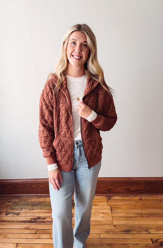 Evelyn Copper Quilted Jacket