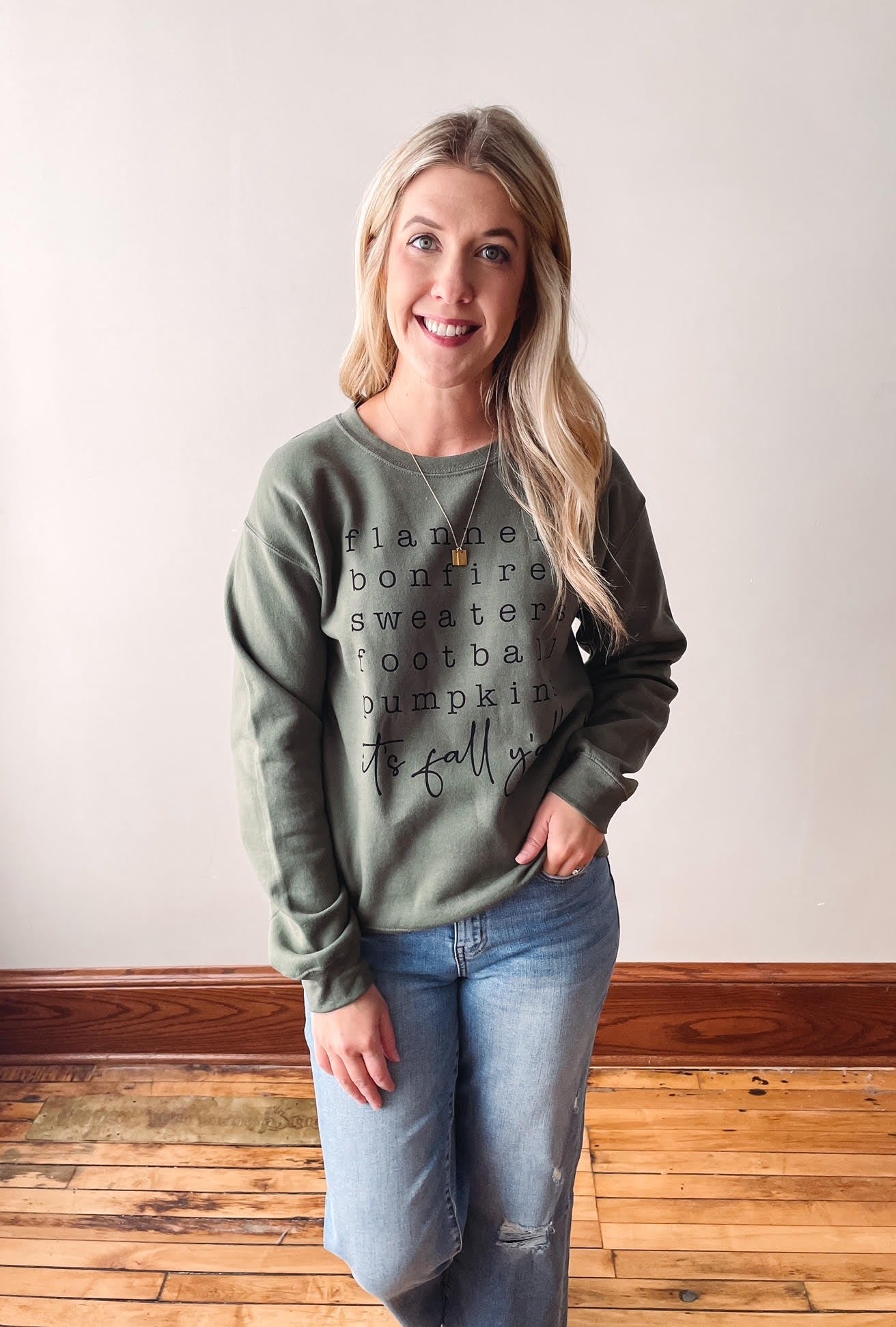 Fall List Olive Sweatshirt