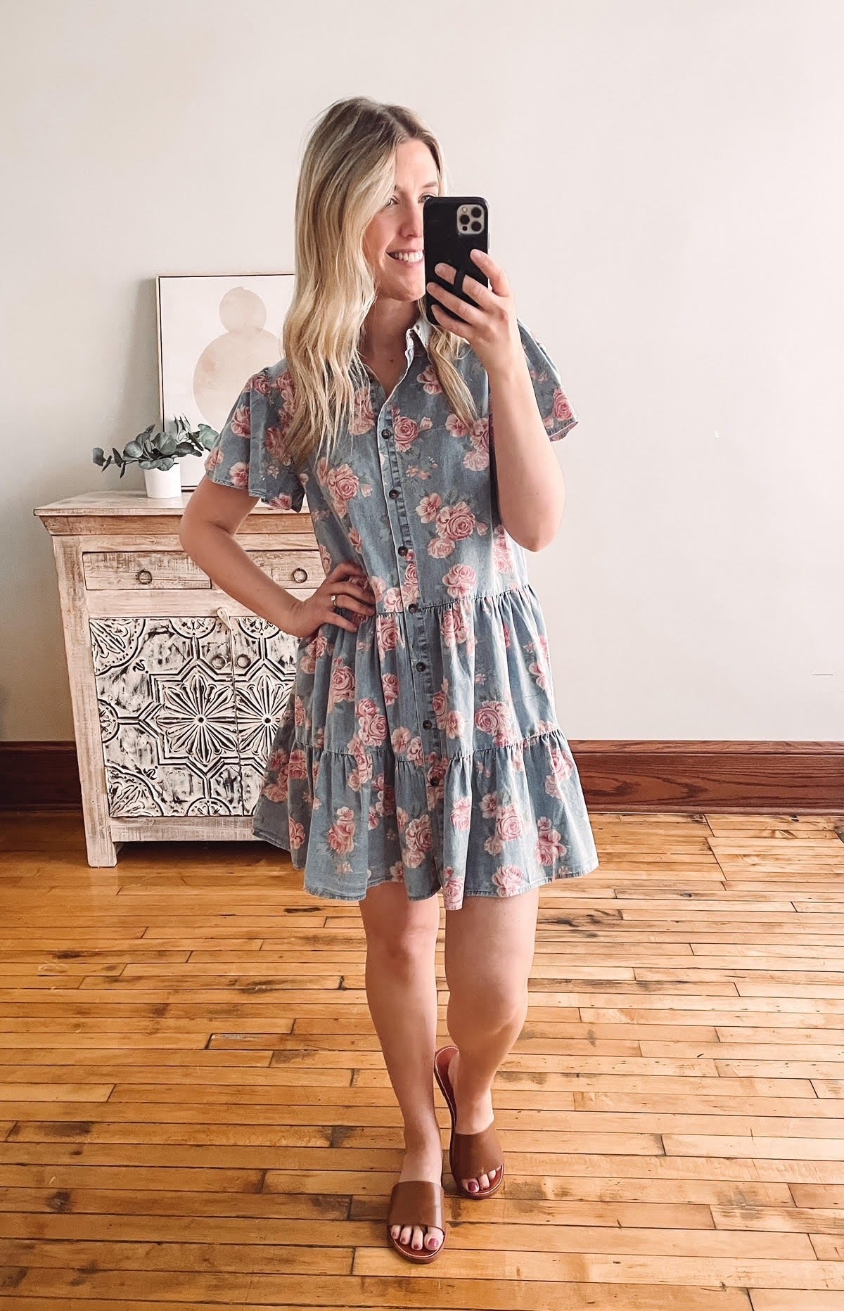 Floral Tiered Shirt Dress