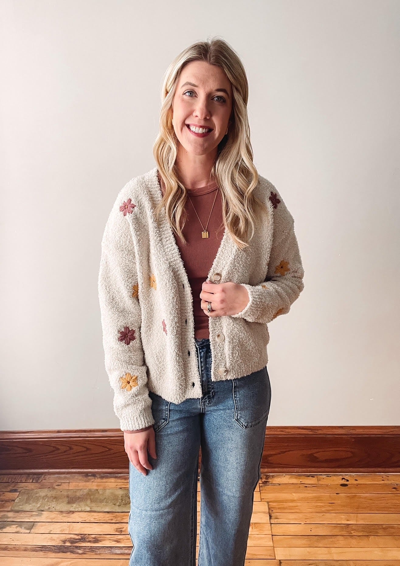 Flower Embroidered Cardigan